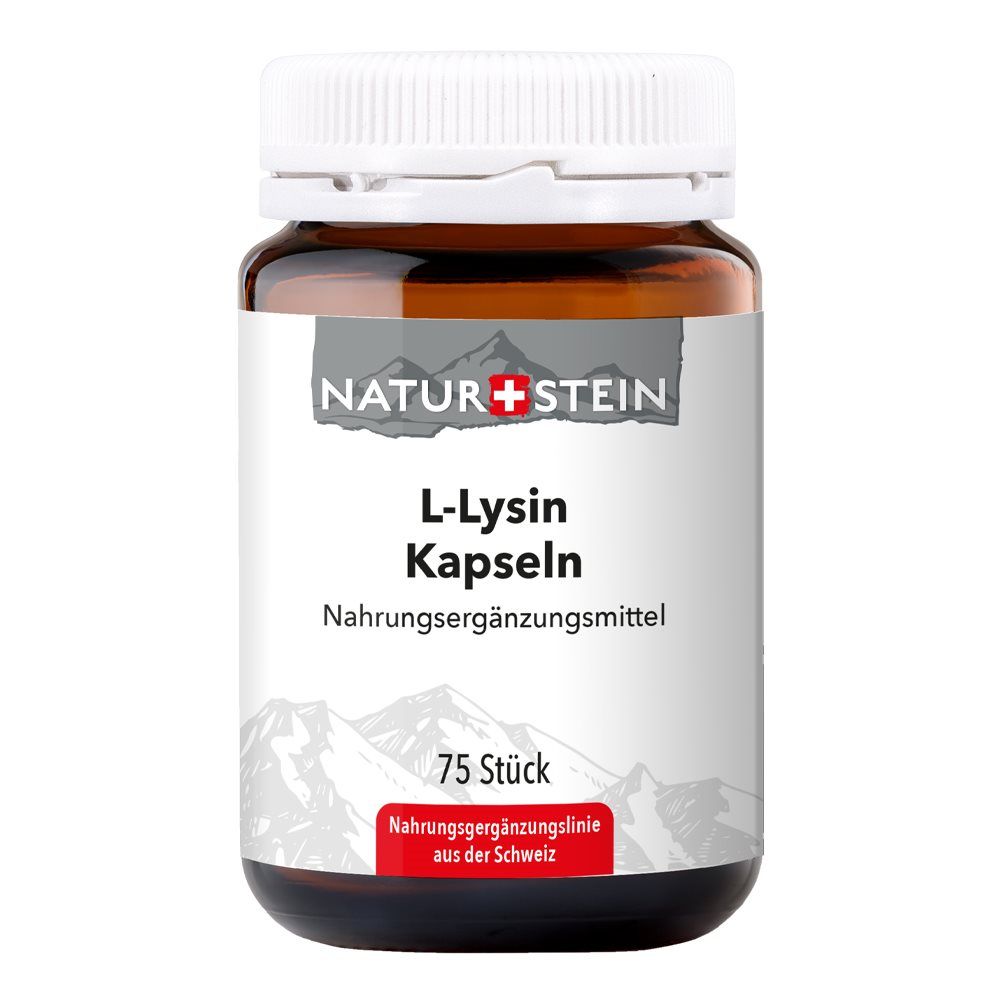 Pierre naturelle L-Lysine capsules verre 75 pièces Pierre naturelle L-Lysine capsules verre 75 pièces
