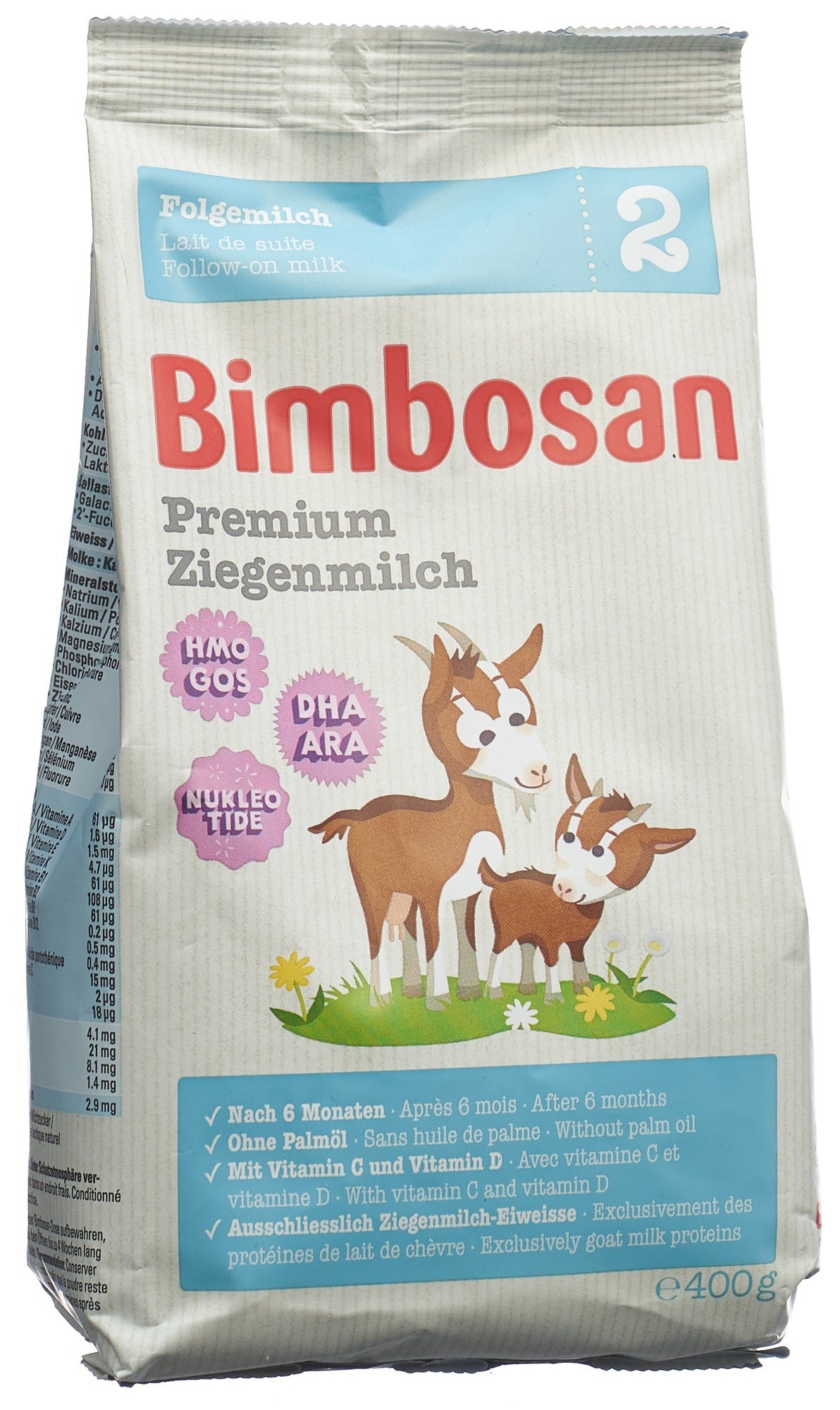 Bimbosan Premium lait de chèvre 2 lait de suite refill Btl 400g