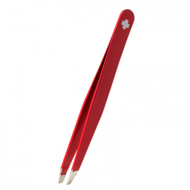 Rubis Pincette Croix suisse oblique rouge Inox