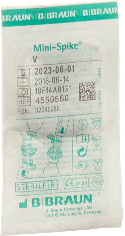 Canule de prélèvement MINI SPIKE V avec valve verte