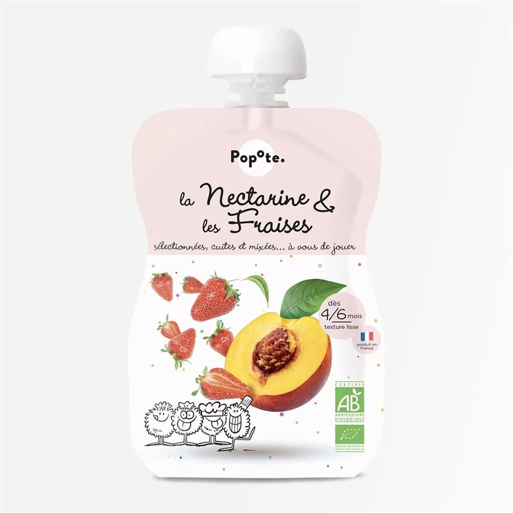 POPOTE Sachet souple Fraise-nectarine 120 g