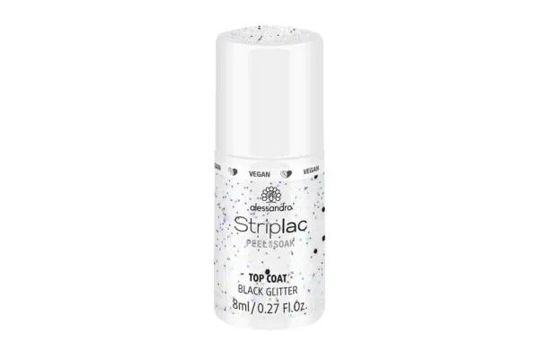 alessandro Striplac Top Coat Black Glitter 8ml