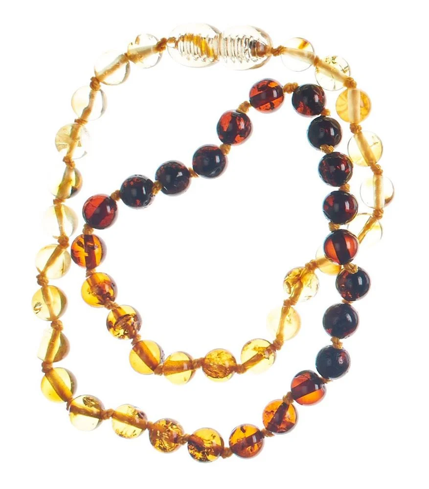 SELENAS Collier d'ambre bébé boules coulantes arrondies