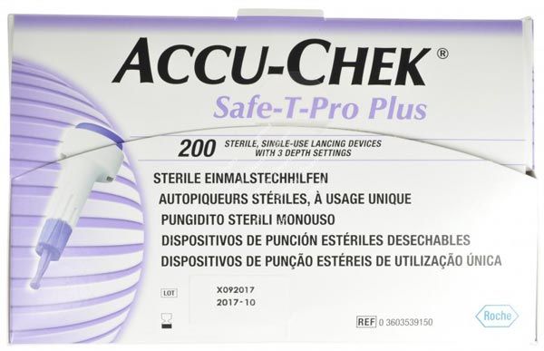 Accu-Chek Safe-T Pro Plus autopiqueur à usage unique 200 pièces Accu-Chek Safe-T Pro Plus autopiqueur à usage unique 200 pièces