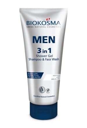 Biokosma Men 3in1 Shampooing Shower Face Wash Tube 200ml