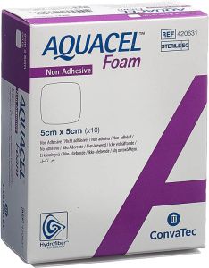 AQUACEL Ag Foam pansement mousse non-adhésif 5x5cm 10 pièces