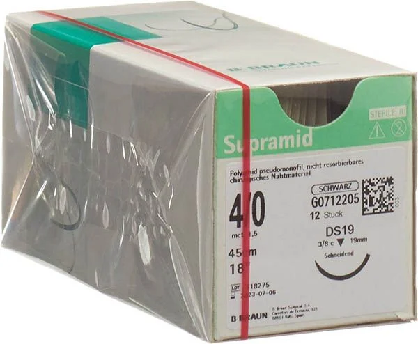 Supramid 45cm DS 19 4-0 noir 12 pièces