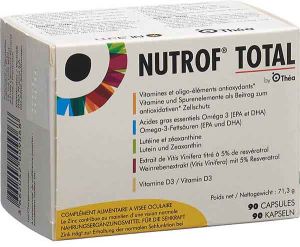 Nutrof Total Vit oligo-élément Oméga 3 gélules Vitamine D3 90 pièces Nutrof Total Vit oligo-élément Oméga 3 gélules Vitamine D3 90 pièces