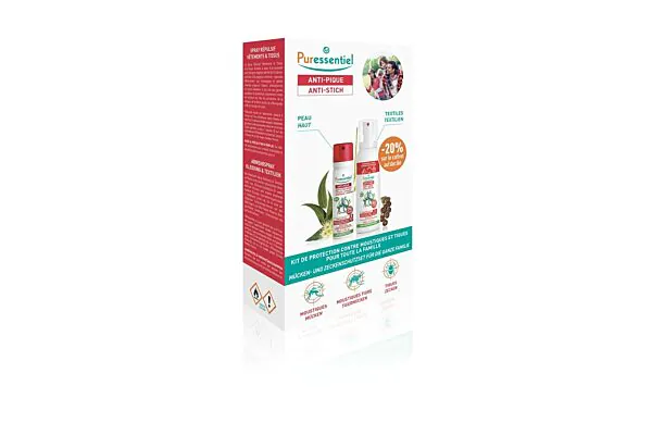 Box anti-tiques Puressentiel Spray textile 150ml + Spray répulsif 75ml Box anti-tiques Puressentiel Spray textile 150ml + Spray répulsif 75ml