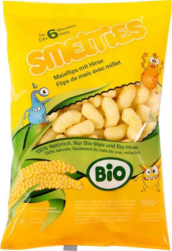 Smelties Chips de maïs bio au millet Btl 50g