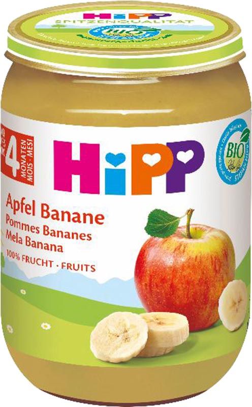 HIPP Bio banane et pêche pomme pot 190g
