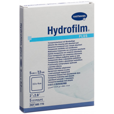 Hydrofilm PLUS pansement imperméable 5x7.2cm stérile 5 pièces Hydrofilm PLUS pansement imperméable 5x7.2cm stérile 5 pièces