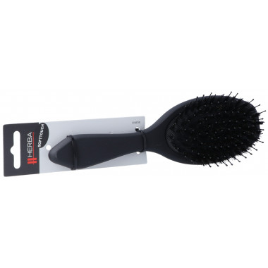Brosse à cheveux Herba poils naturels en polyamide noir ovale