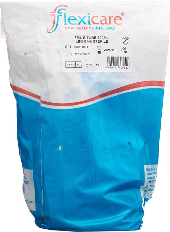 Flexicare poche urinaire 500ml 7cm écoulement valve de retour 10 pièces