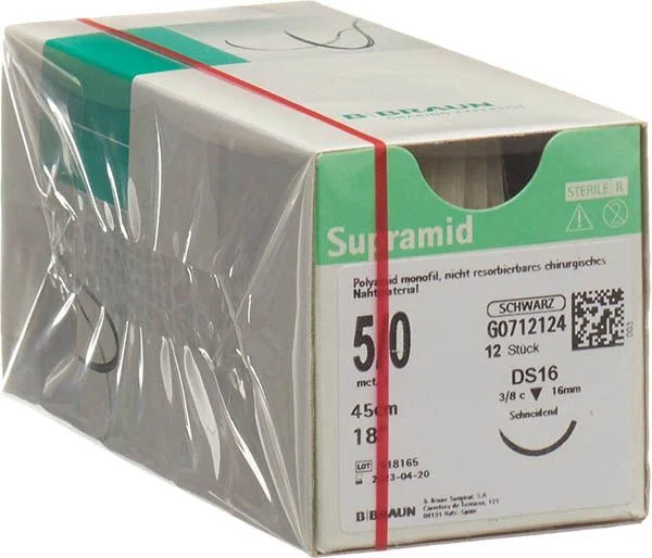 Supramid 45cm DS 16 5-0 noir 12 pièces