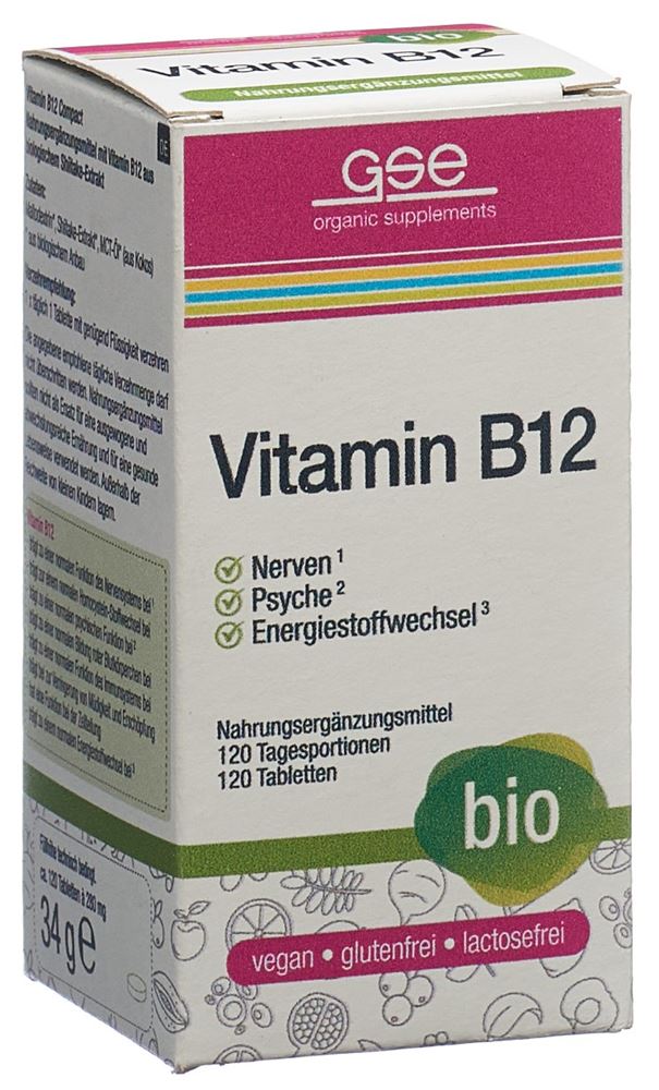 GSE Vitamine B12 Compact comprimés verre bio 120 pièces