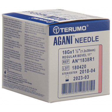 Aiguille jetable Terumo Agani 18G 1.2x38mm rose 100 pièces Aiguille jetable Terumo Agani 18G 1.2x38mm rose 100 pièces