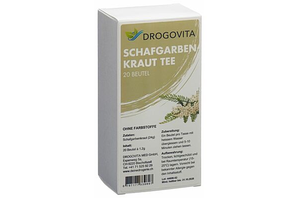 Tisane d'achillée millefeuille Drogovita Btl 20 pièces Tisane d'achillée millefeuille Drogovita Btl 20 pièces