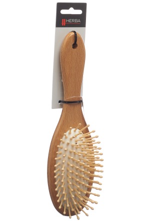 Brosse à cheveux Herba avec picots en bois ovale Bois de hêtre certifié FSC