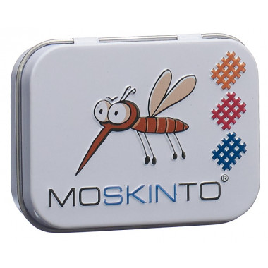 MOSKINTO Pansements pour piqûres d'insectes boîte métallique 42 pièces MOSKINTO Pansements pour piqûres d'insectes boîte métallique 42 pièces