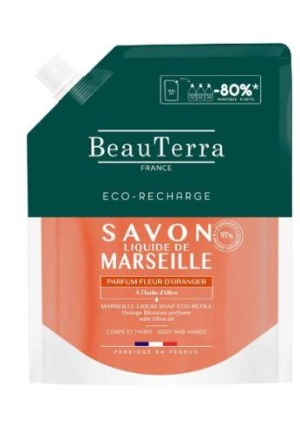 BeauTerra Savon liquide de Marseille Recharge Orange 900ml