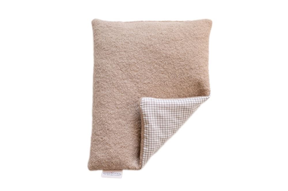 HERZZUCKER Coussin aux noyaux de cerise 26x21cm carreau/laine chez