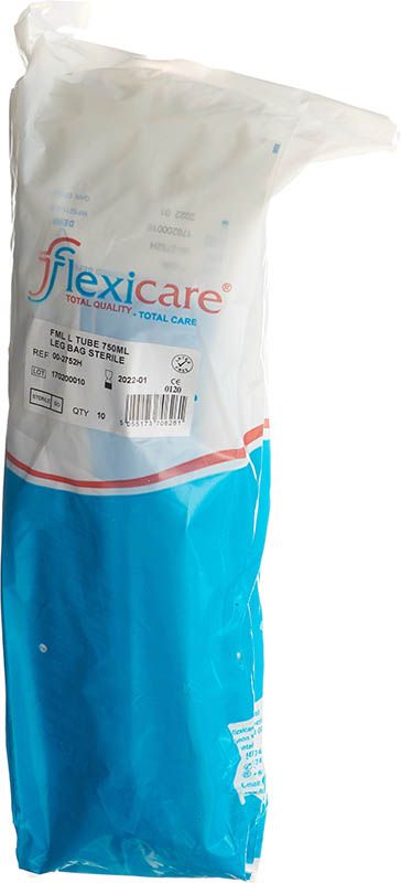 Flexicare poche urinaire 750ml 30cm écoulement RV 10 pièces