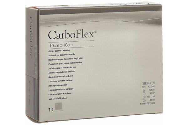 CARBOFLEX pansement au charbon actif 10x10cm stérile 10 pièces