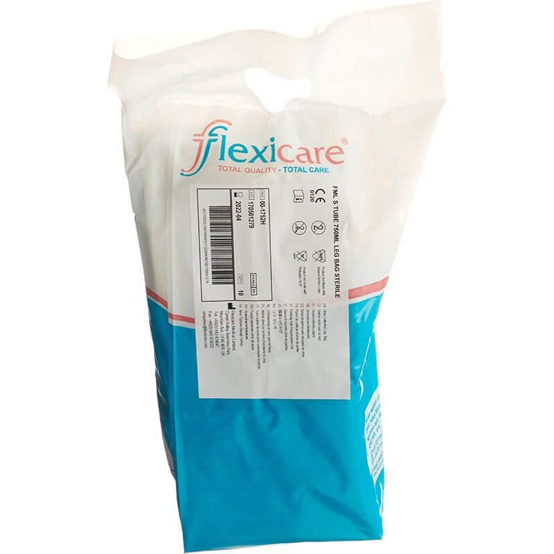 Flexicare poche urinaire 750ml 7cm écoulement valve de retour 10 pièces