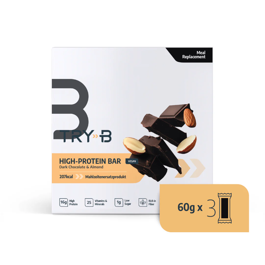 TRY-B Dark Chocolate & Almond Barre de remplacement de repas 3x 60g TRY-B Dark Chocolate & Almond Barre de remplacement de repas 3x 60g