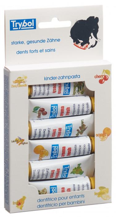 Trybol Kinder Zahnpasta Aromen assortiert 6 Tuben 8ml