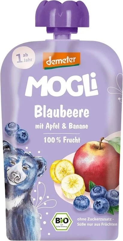 MOGLI Sachet souple myrtille-pomme-banane, 100 g