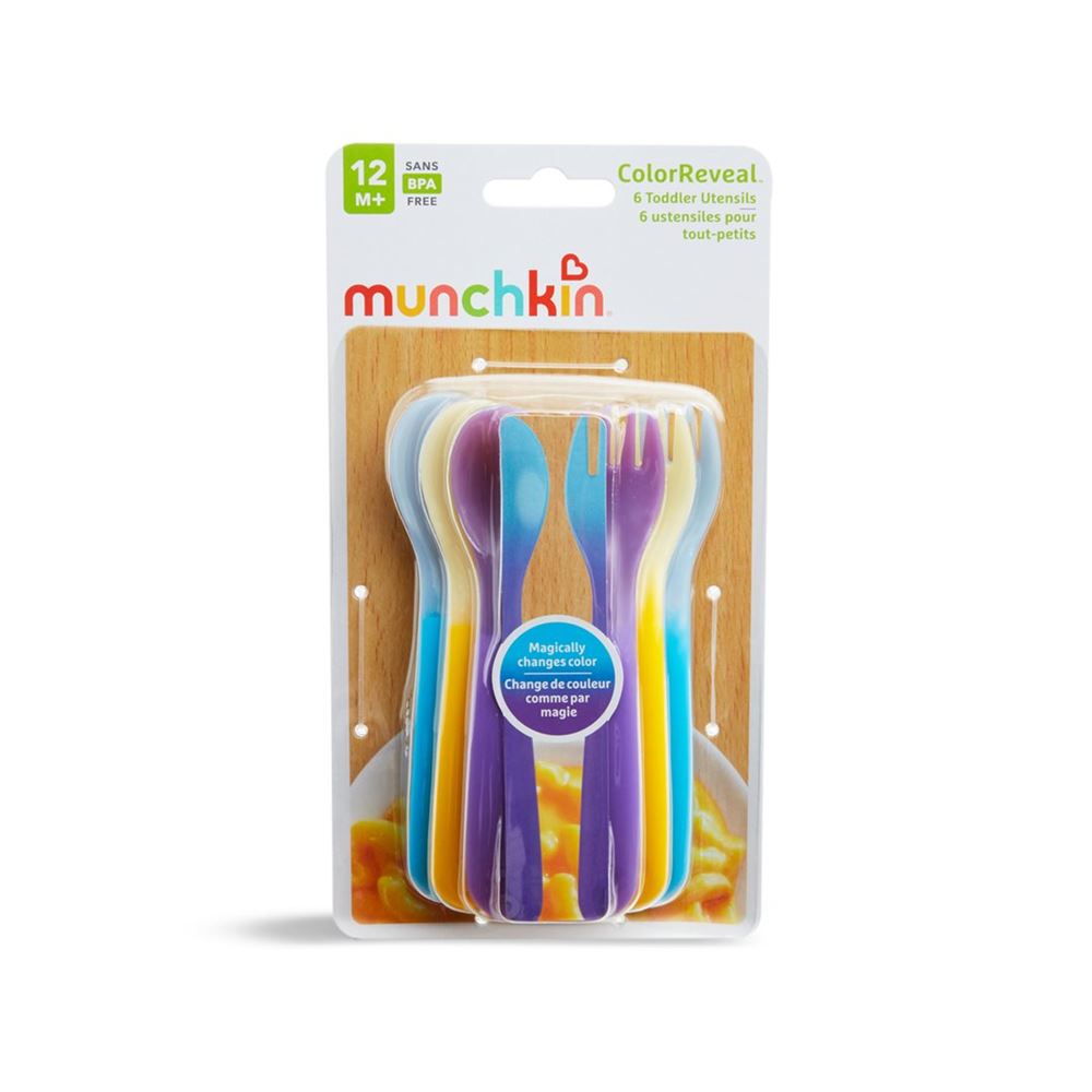 MUNCHKIN Cuillère Fourchette ColourRev 12M+ 6 pièces