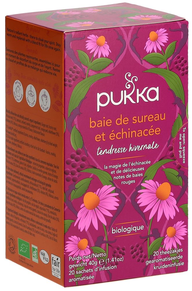 Pukka Baie de Sureau&Échinacée Thé bio Btl 20 pièces Pukka Baie de Sureau&Échinacée Thé bio Btl 20 pièces