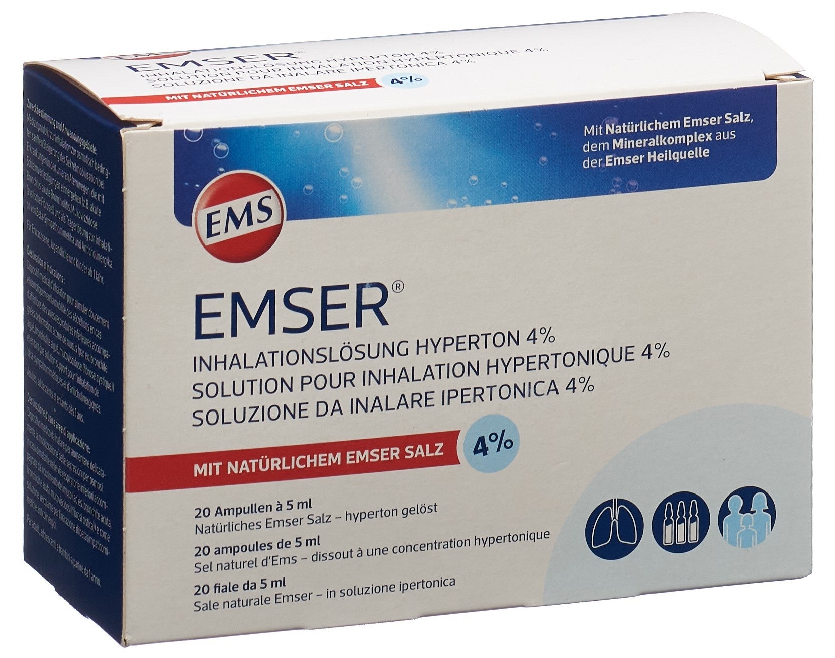 Emser solution pour inhalation 4 % hypertonique 20 pièces