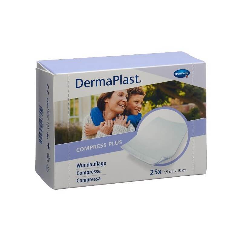 DermaPlast Compress Plus 7.5x10cm 25 pièces DermaPlast Compress Plus 7.5x10cm 25 pièces
