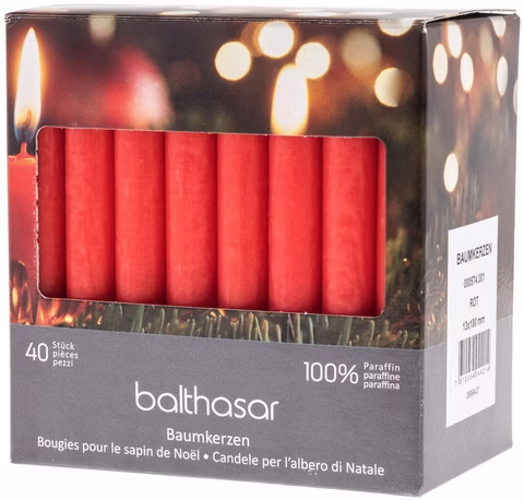 Balthasar Boutique Bougies d'arbre 01 rouge 40 pièces