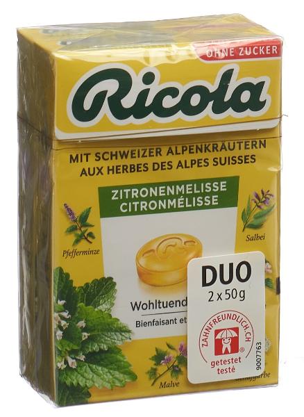 Bonbons Ricola à la mélisse citronnée, sans sucre, à la stévia, 2 x 50 g