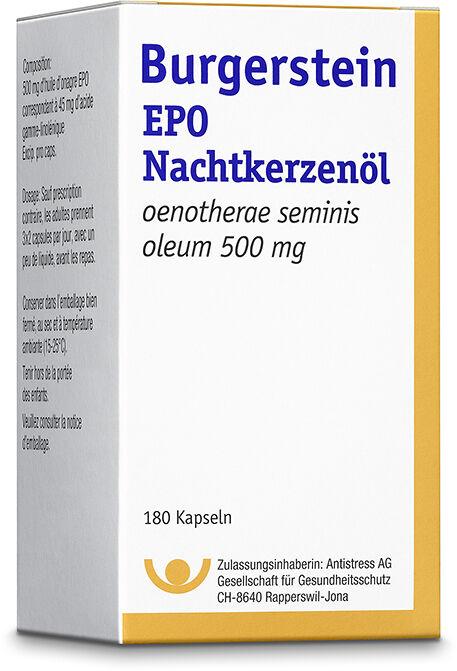 Burgerstein EPO Huile d'onagre en gélules 500mg 180 pièces Burgerstein EPO Huile d'onagre en gélules 500mg 180 pièces