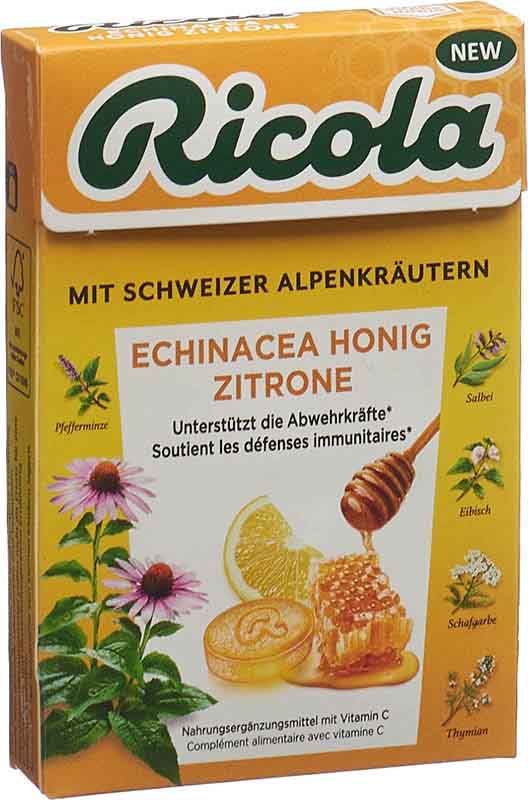 Ricola Miel d'Echinacée Citron avec Sucre Boîte 50g