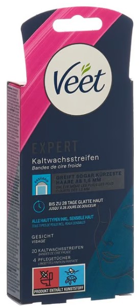 VEET EXPERT bandes de cire froide visage 20 pièces