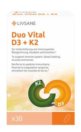 Livsane Duo Vital D3 + K2 gélules 30 pièces Livsane Duo Vital D3 + K2 gélules 30 pièces