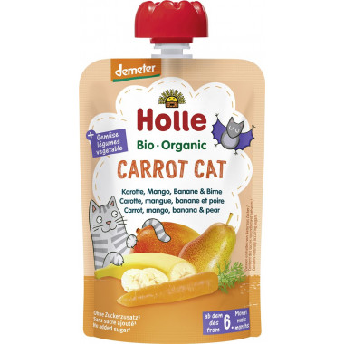 Holle Carrot Cat - Pouchy carotte mangue banane & poire 100g Holle Carrot Cat - Pouchy carotte mangue banane & poire 100g
