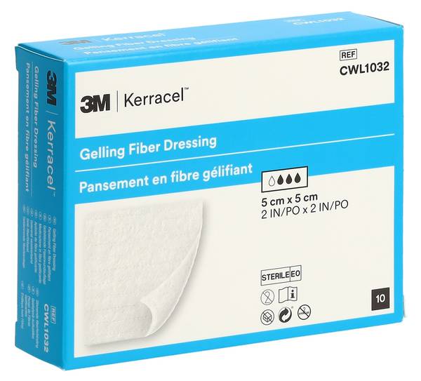 Pansement en gel KERRACEL à fibres, 5 x 5 cm, 10 pièces