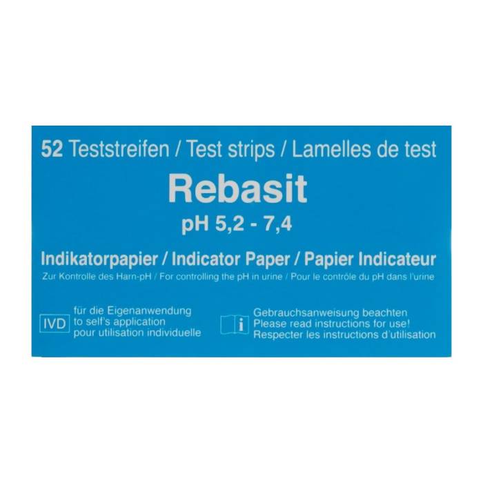 Papier indicateur Rebasit bandes PH5.2-7.4 52 pièces
