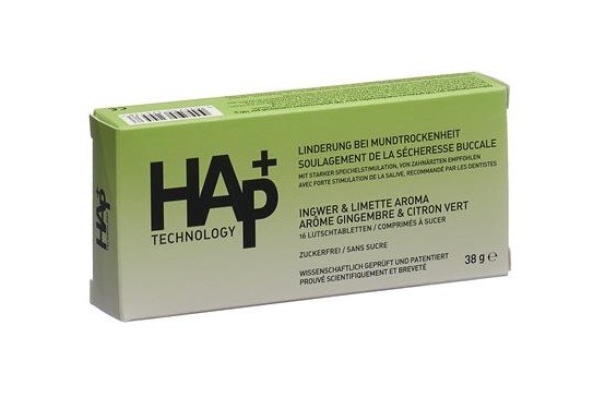 HAp+ pastilles à sucer arôme gingembre & citron vert 16 pièces HAp+ pastilles à sucer arôme gingembre & citron vert 16 pièces