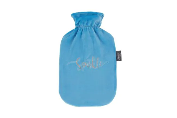 Bouteille d'eau chaude FASHY 2l housse moelleuse bleue Stick