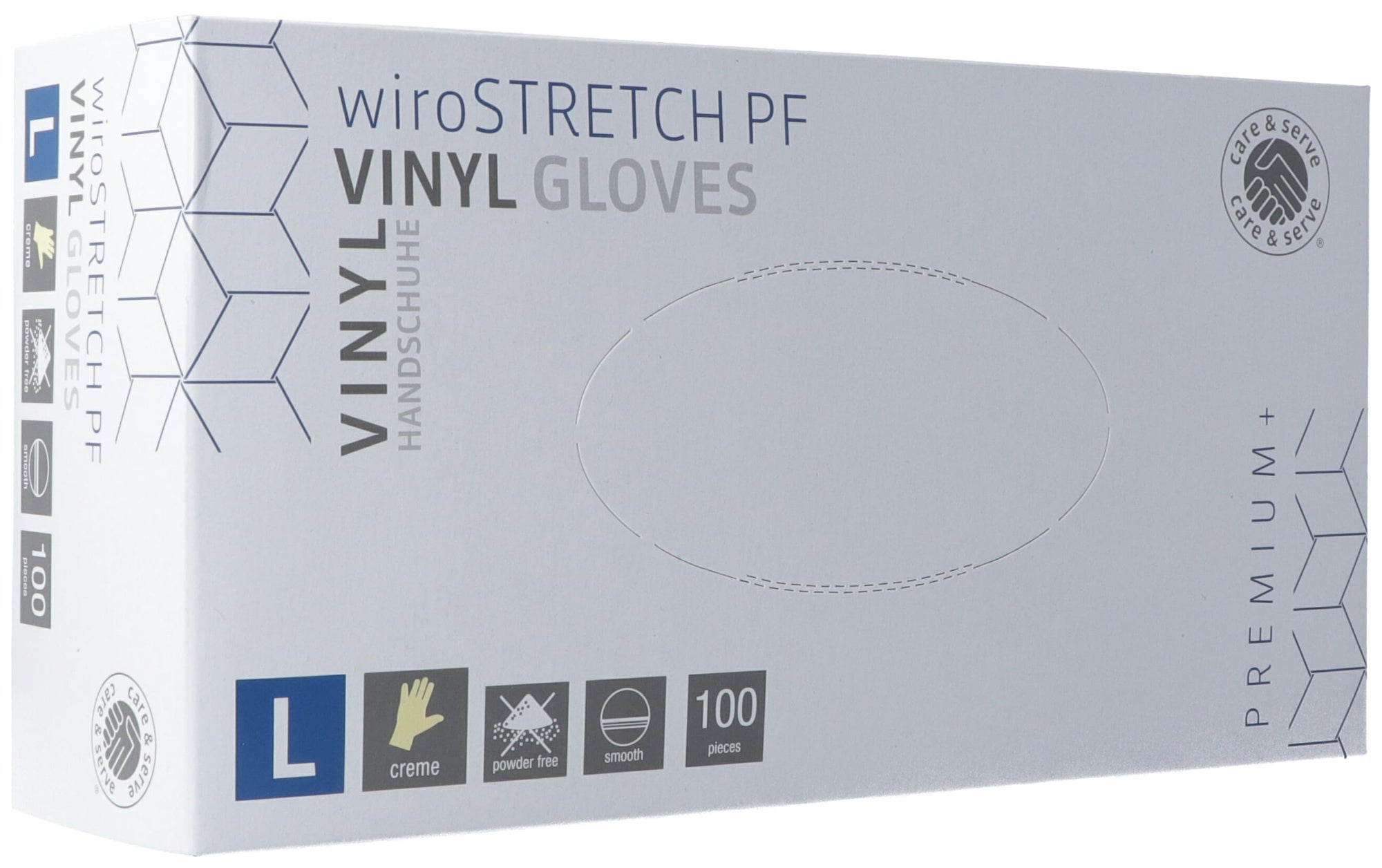 Gants d'examen Gribi Vinyl L non poudrés non stériles Stretch plus boîte 100 pièces
