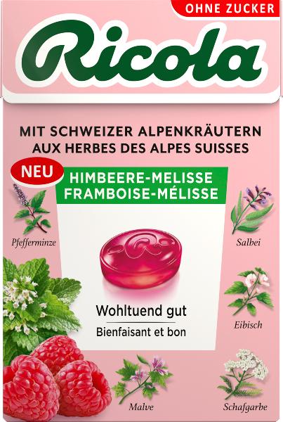 Ricola Framboise-Mélisse sans sucre avec stévia Boîte 50g