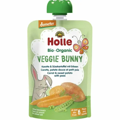 Holle Veggie Bunny - Pouchy carotte patate douce petits pois 100g Holle Veggie Bunny - Pouchy carotte patate douce petits pois 100g